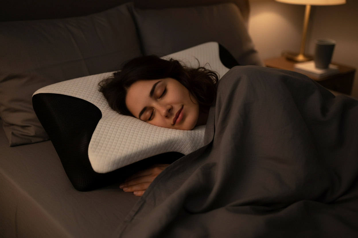 Nahaufnahme Kopf auf RestWave Kissen